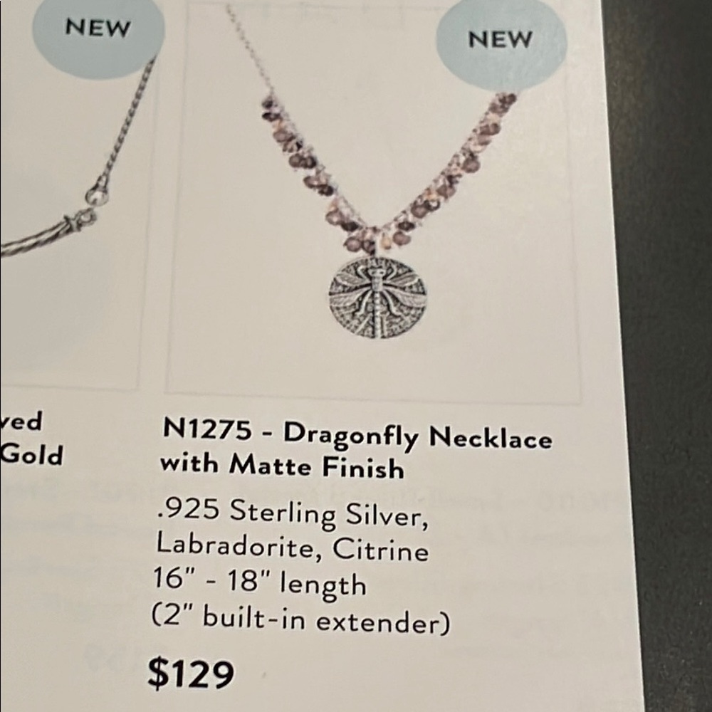 Silver Dragonfly Pendant Necklace - Picture 6 of 6